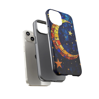 Celestial Crescent: Vibrant Moon and Stars Phone Case
