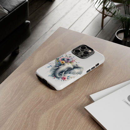 Floral Elephant Mobile Cover – Elegant Watercolor Art