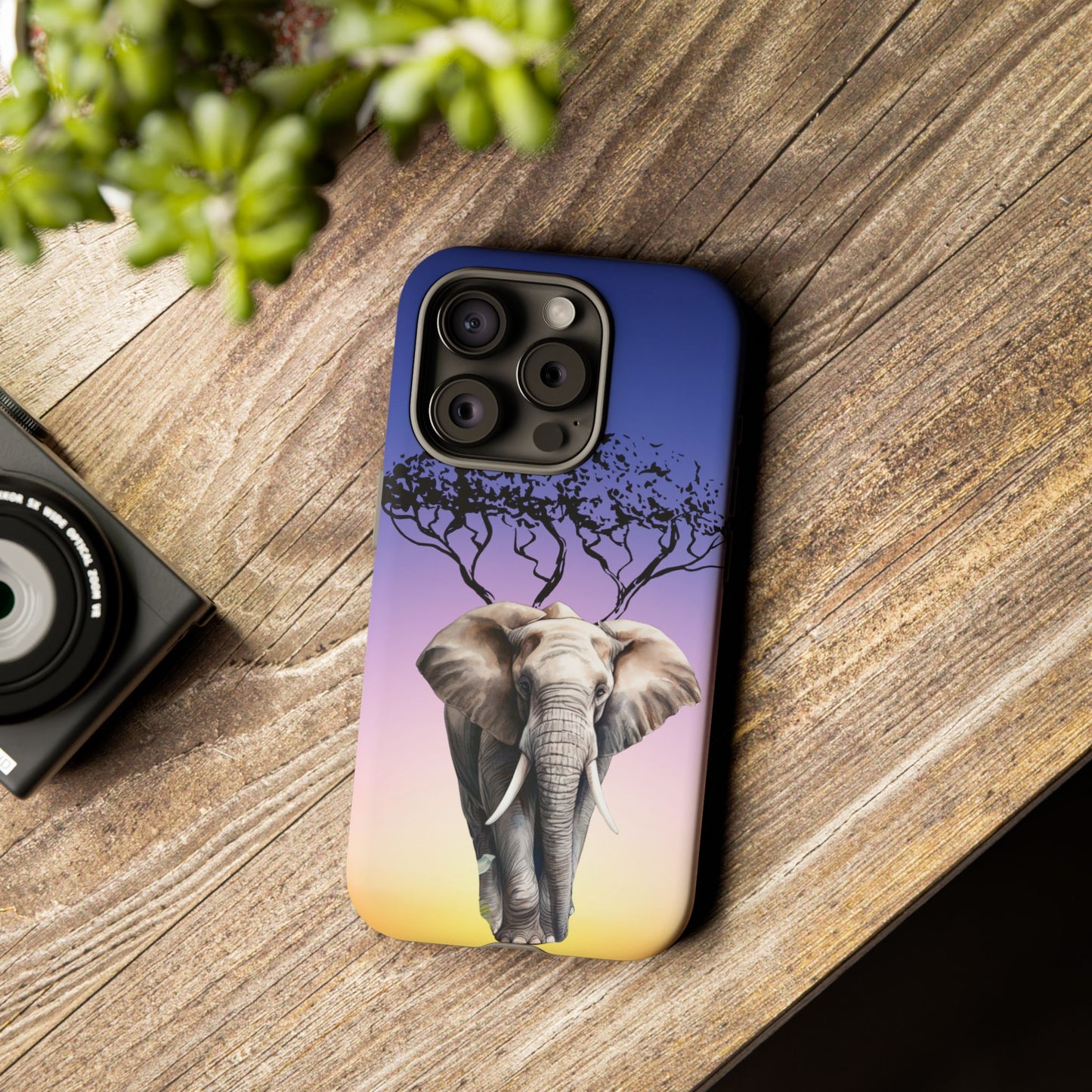 Surreal Elephant Tree Mobile Cover – Dreamy Sunset Fantasy