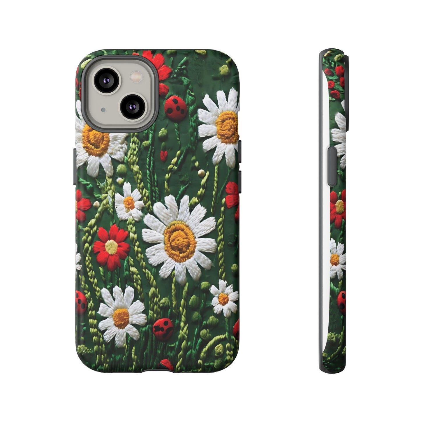 Knitted Pattern With Diamonds And Festive Motifs On Navy phone case design.