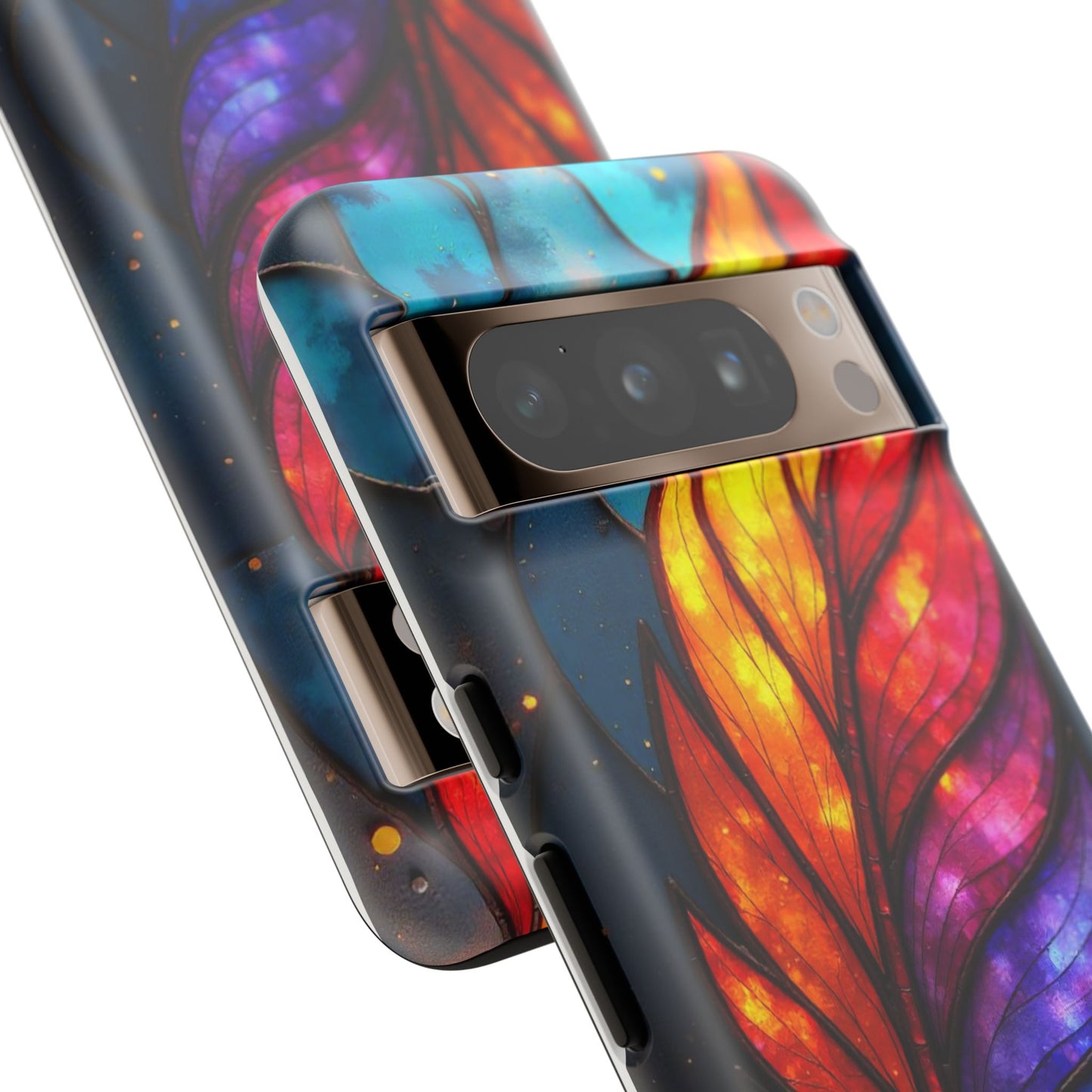 Vivid Feather: Stained Glass Abstract Art