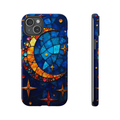 Celestial Crescent: Moon and Stars in Color