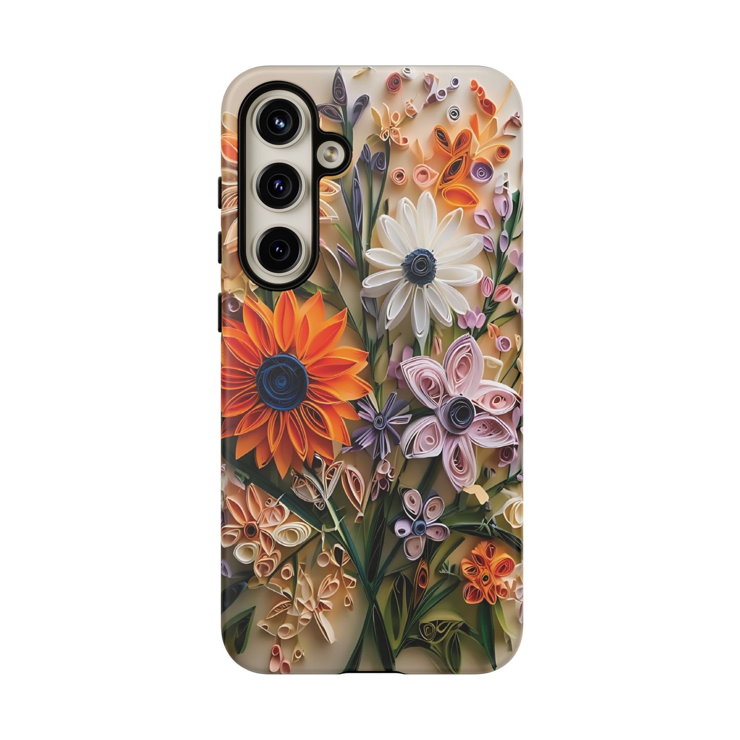 Intricate Quilled Floral Artwork In Vibrant Colors phone case design.