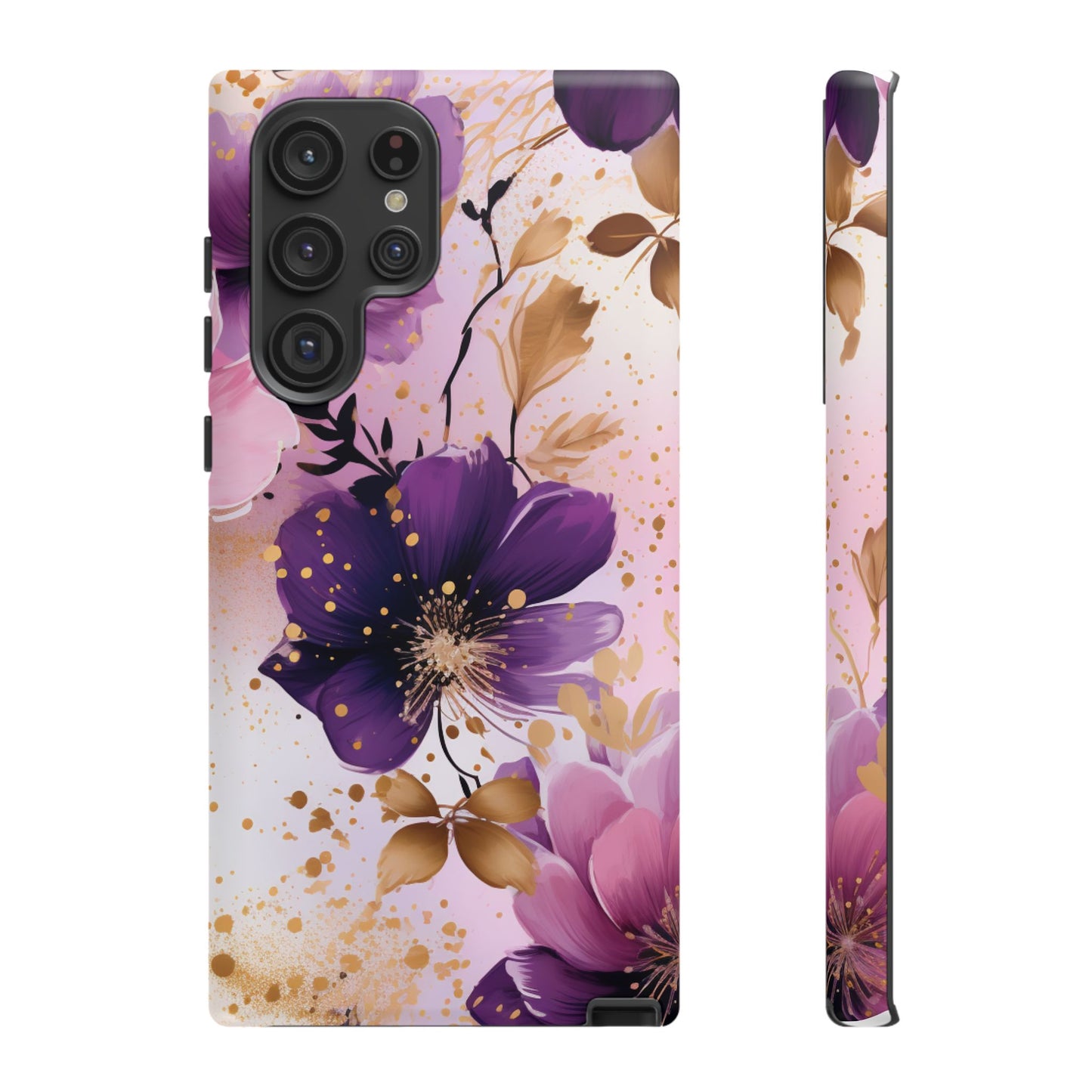 Luxury Purple & Gold Floral Aesthetic Mobile Case