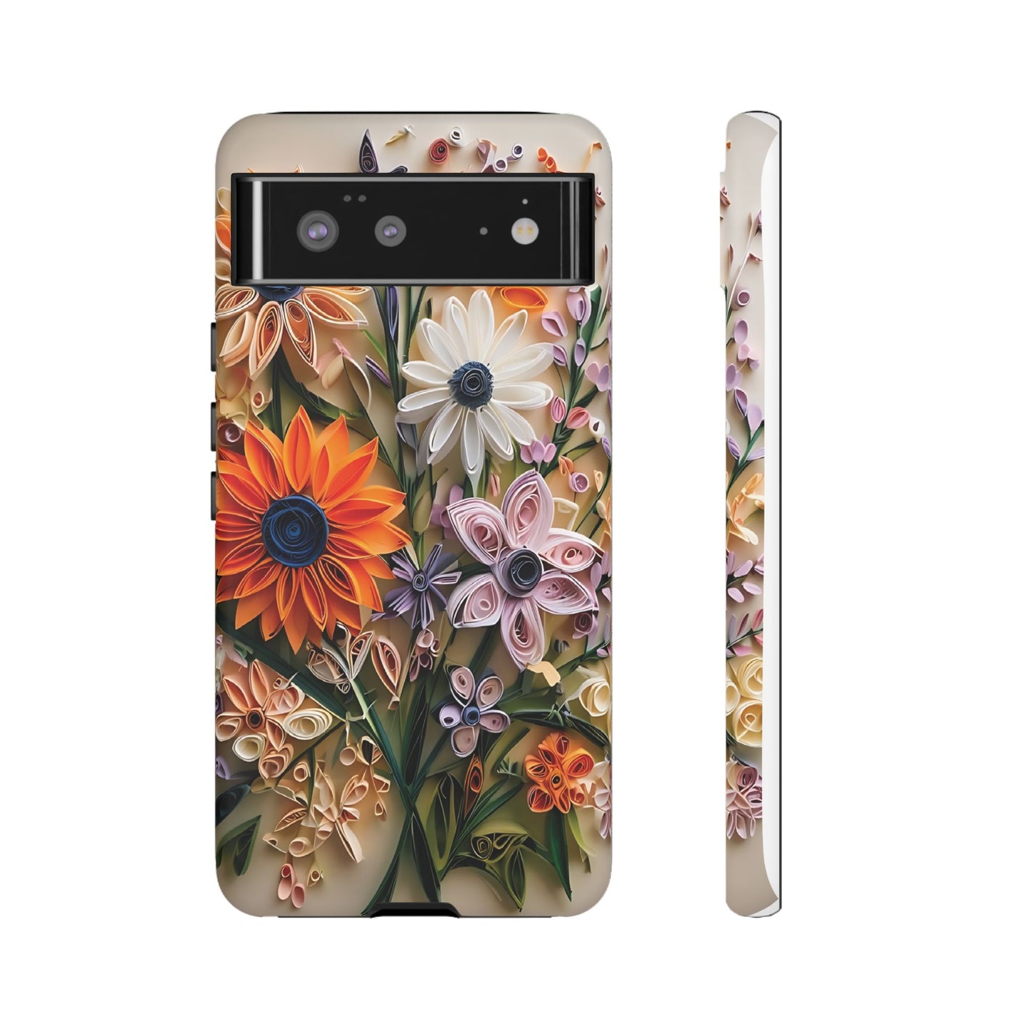 Intricate Quilled Floral Artwork In Vibrant Colors phone case design.