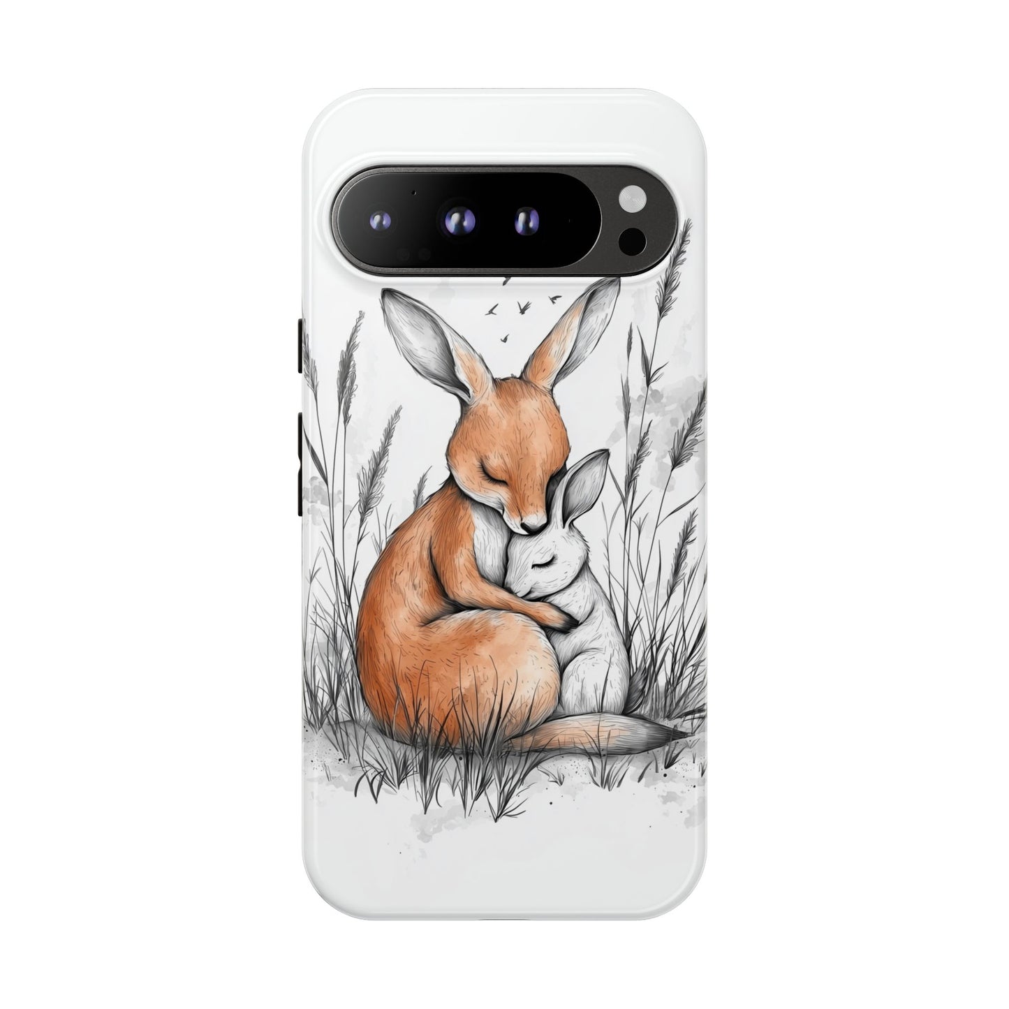 Bunny Embrace: Watercolor Woodland Hug Phone Case for iPhone, Samsung & Pixel
