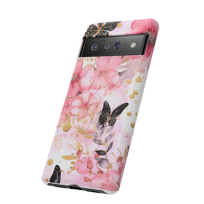 Pink Blossom & Gold Butterfly Mobile Case