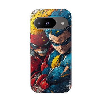 Comic Clash: Superhero Duo | Action, Power, Justice, Heroes, Manga Style Phone Case for iPhone, Samsung & Pixel