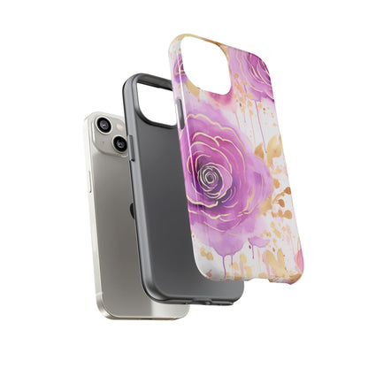 Elegant Purple-Gold Watercolor Rose Mobile Case