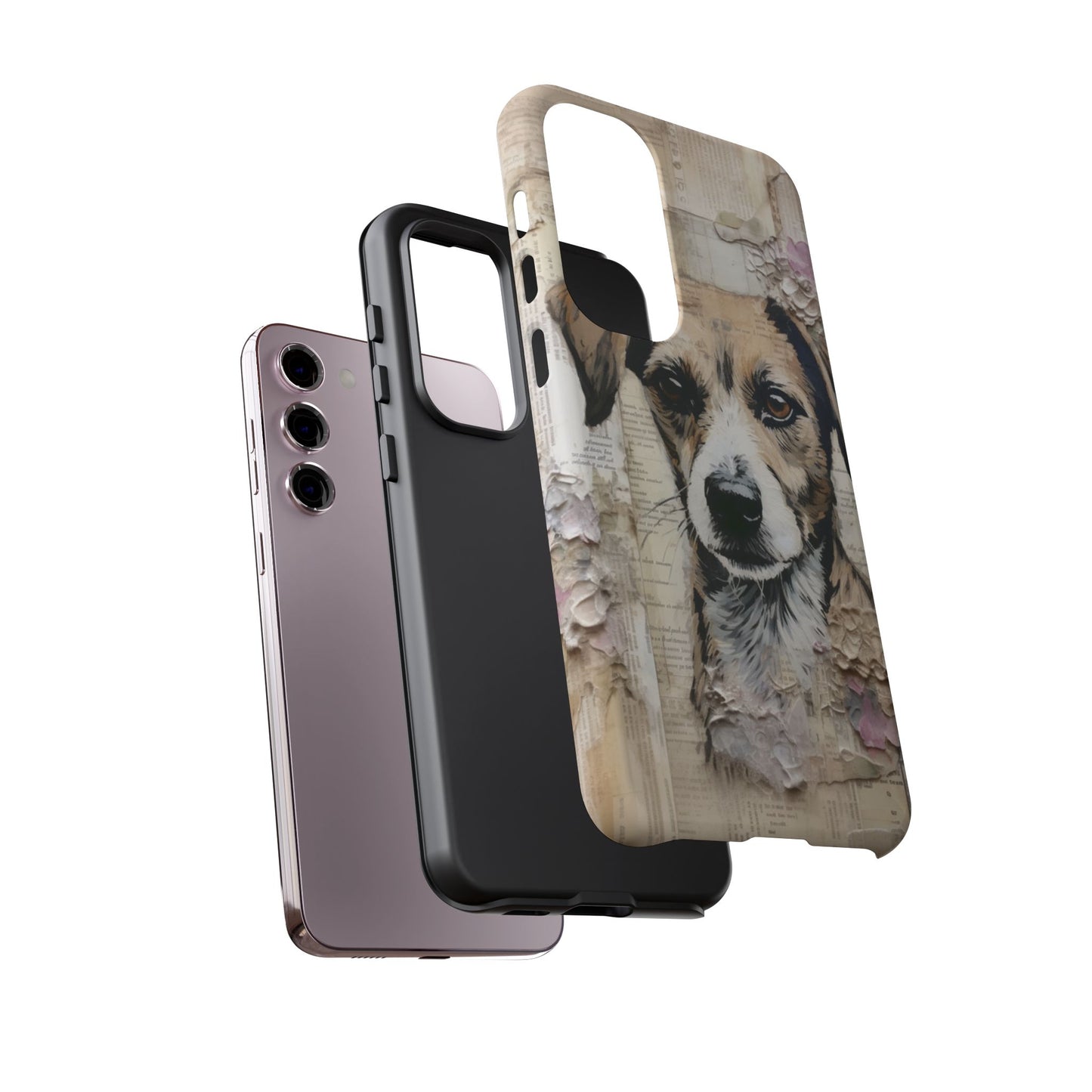 Vintage Collage Dog Portrait Mobile Cover – Artistic Mixed Media Design