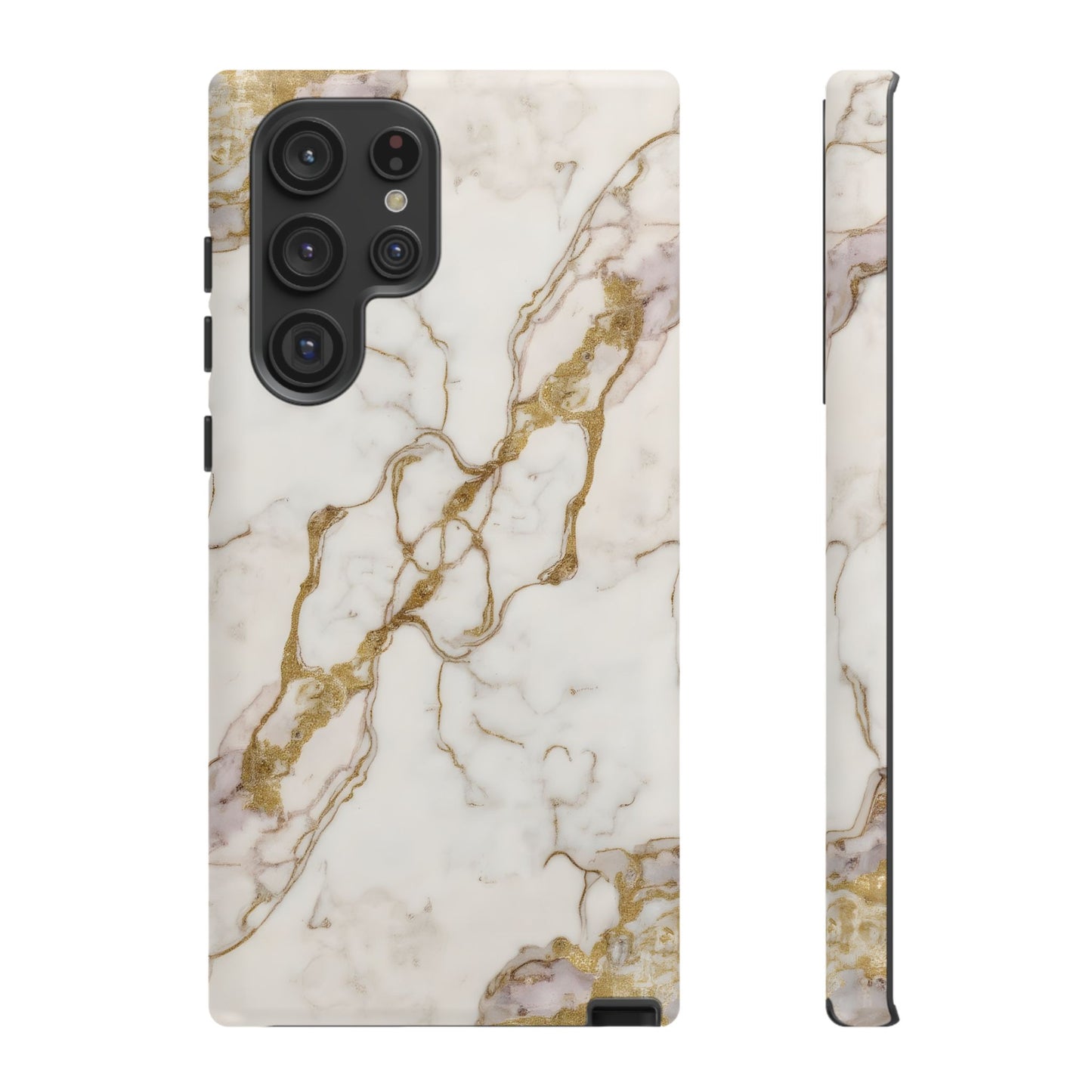 Elegant White and Gold Marble Case Design