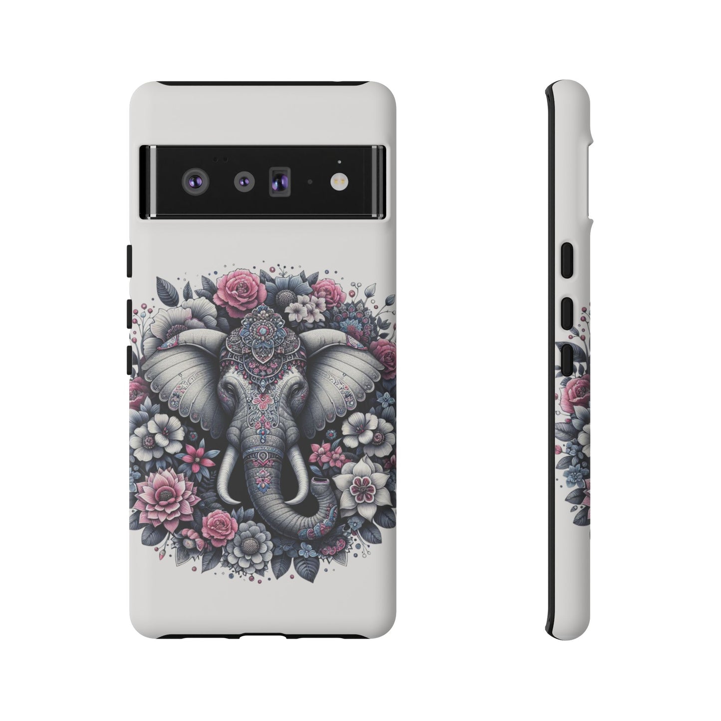 Ornate Floral Elephant Mobile Cover – Elegant Bohemian Art