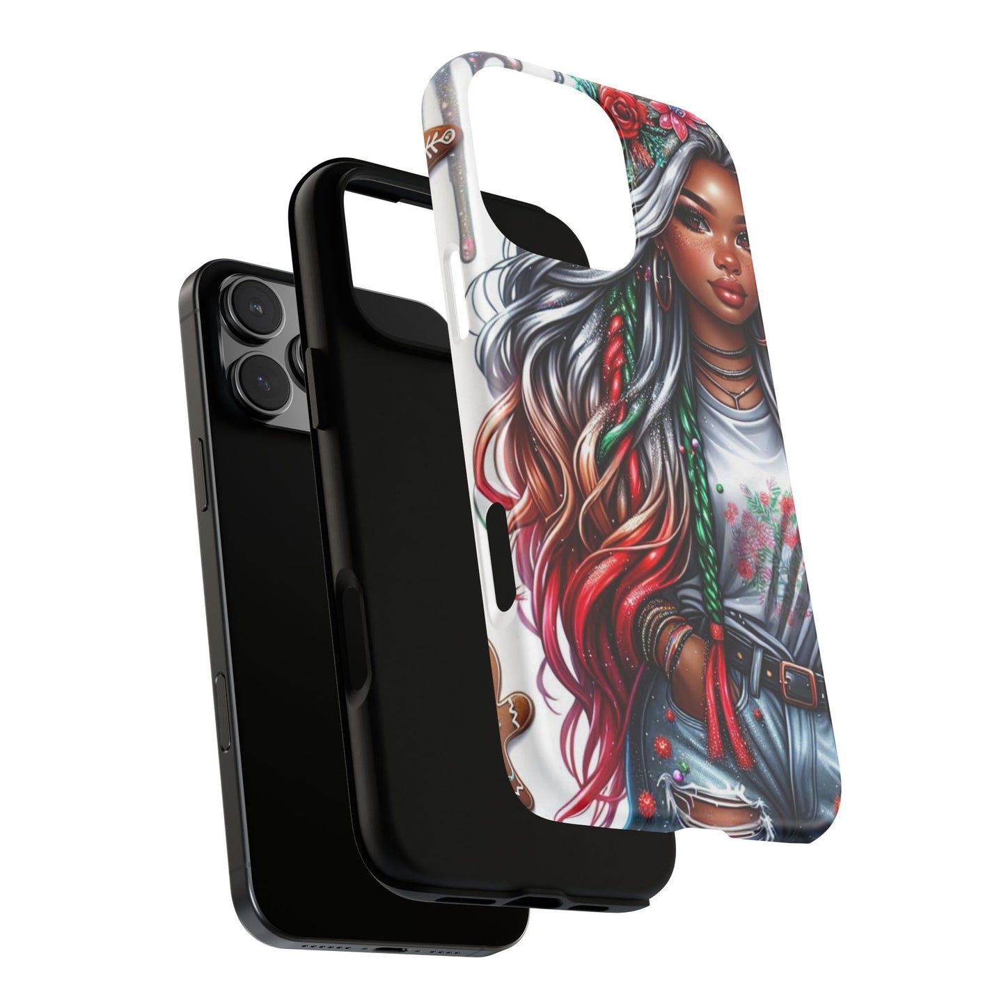 Festive Boho Queen – Holiday Glow & Candy Cane Braids Mobile Cover