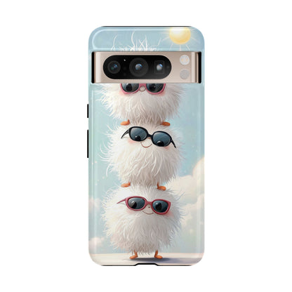 Fluffy Anime Phone Case – Cute Kawaii Fuzzy Creatures, Aesthetic Pastel Art, Soft Cloudy Background, iPhone, Samsung & Google Pixel Case