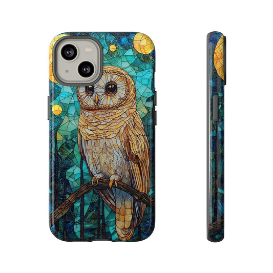 Nocturnal Wisdom – Stained Glass Owl Phone Case for iPhone, Samsung & Pixel