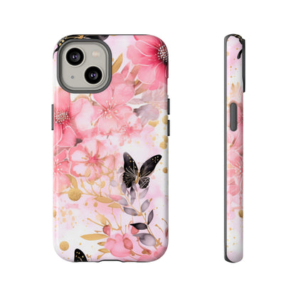 Pink Blossom & Gold Butterfly Mobile Case