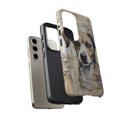 Vintage Collage Dog Portrait Mobile Cover – Artistic Mixed Media Design