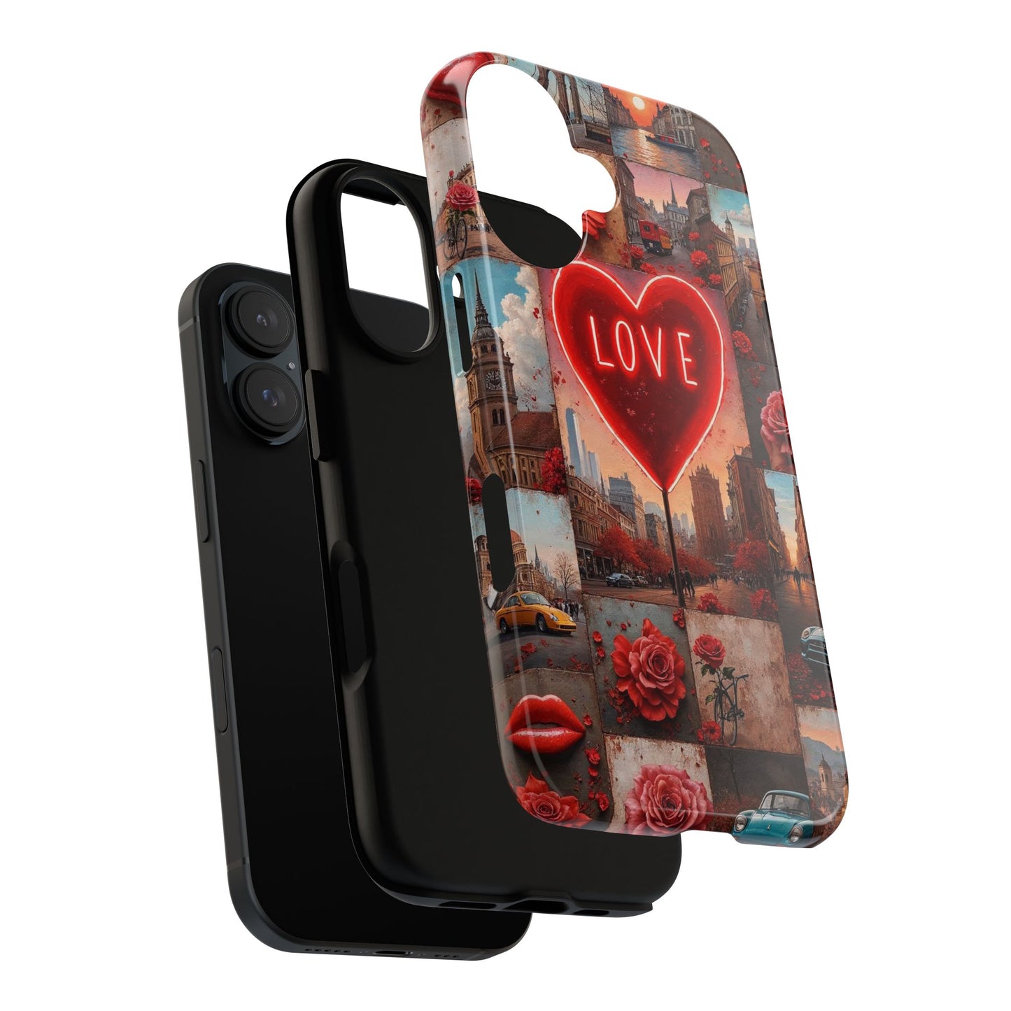 Neon Love Heart & Rose Phone Case