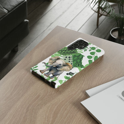 Playful Baby Elephant Mobile Cover – Tropical Boho Art