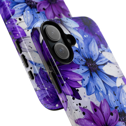 Blue & Purple Floral Splash Mobile Cover – Elegant Artistic Flowers