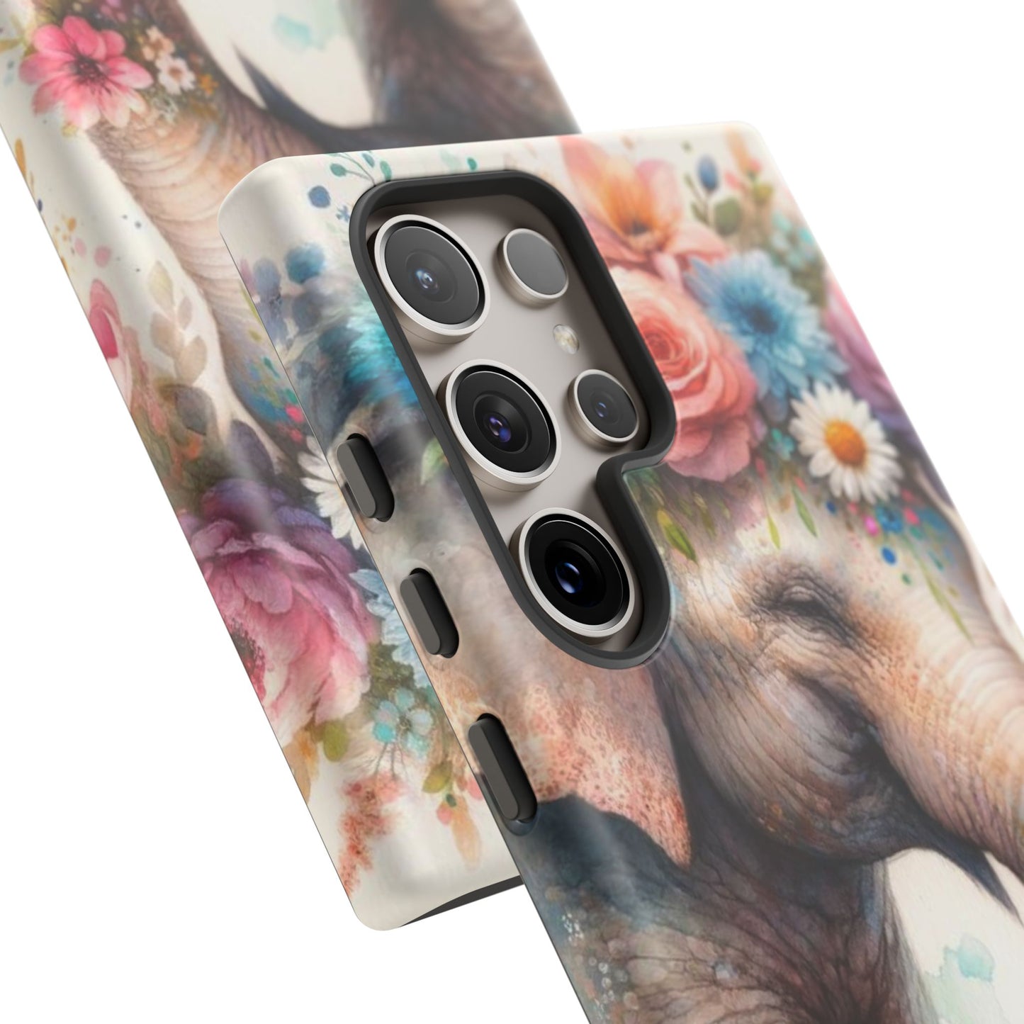 Joyful Floral Elephant Mobile Cover – Whimsical Watercolor Art