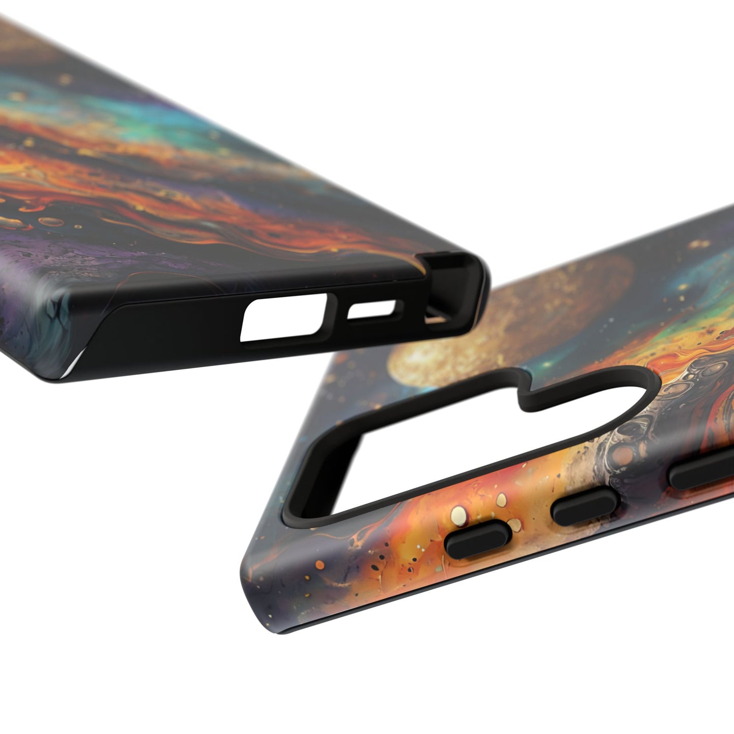 Cosmic Abstract Artwork With Dynamic Swirling Fluid Patterns phone case design.