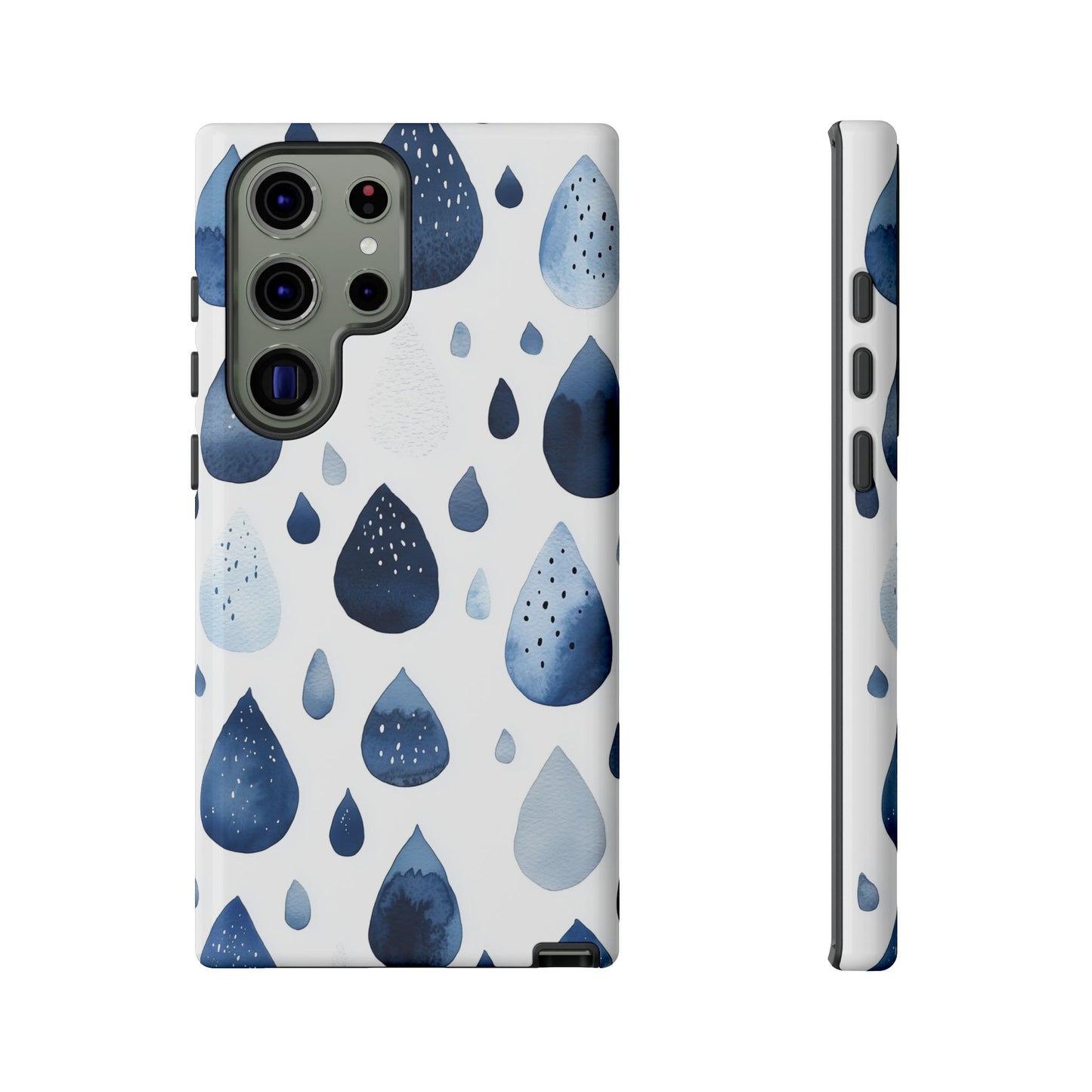 Indigo Rain Drops Watercolor Phone Case for iPhone, google Pixel & Samsung