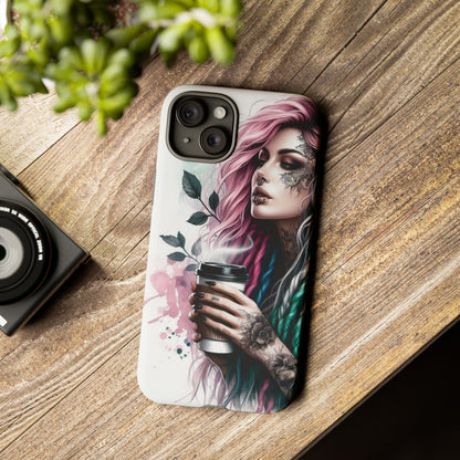 Boho Rebel – Vibrant Dreadlocks & Tattooed Coffee Lover Mobile Cover