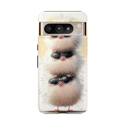 Fluffy Stack Anime Phone Case – Cute Furry Creatures with Sunglasses, Kawaii Aesthetic Design for iPhone, Samsung & Google Pixel