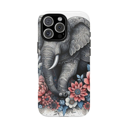 Mandala Elephant Mobile Cover – Elegant Black & White Floral Art