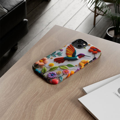Embroidered Hummingbird with Floral Design | Nature's Elegant Stitch | iPhone 16 Pro
