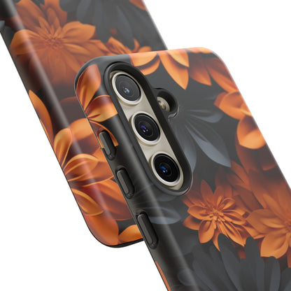 Orange & Black 3D Floral Mobile Case