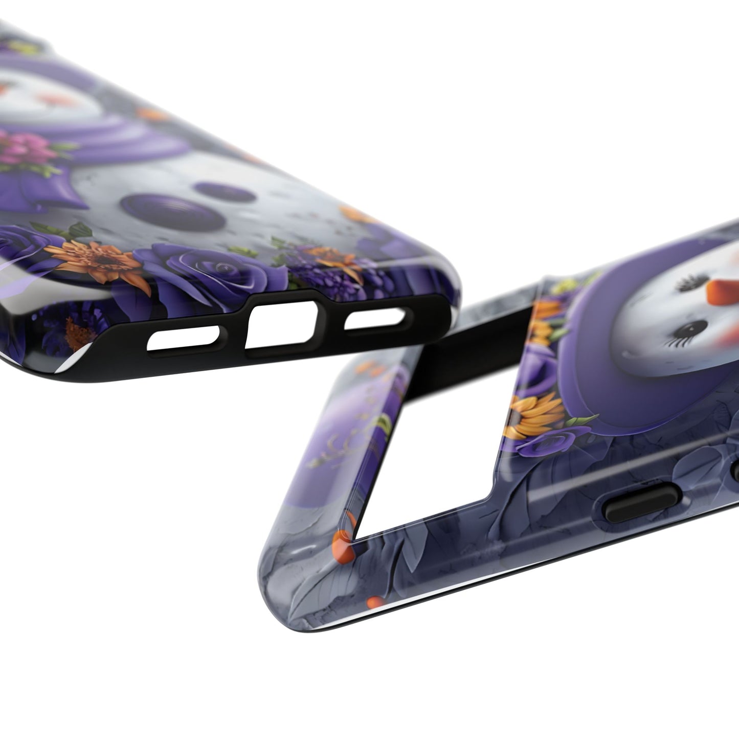 Cheerful Snowman With Colorful Floral Hat And Scarf phone case design