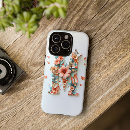 Floral Letter M Phone Case – Personalized Aesthetic Cover for iPhone, Samsung & Google Pixel