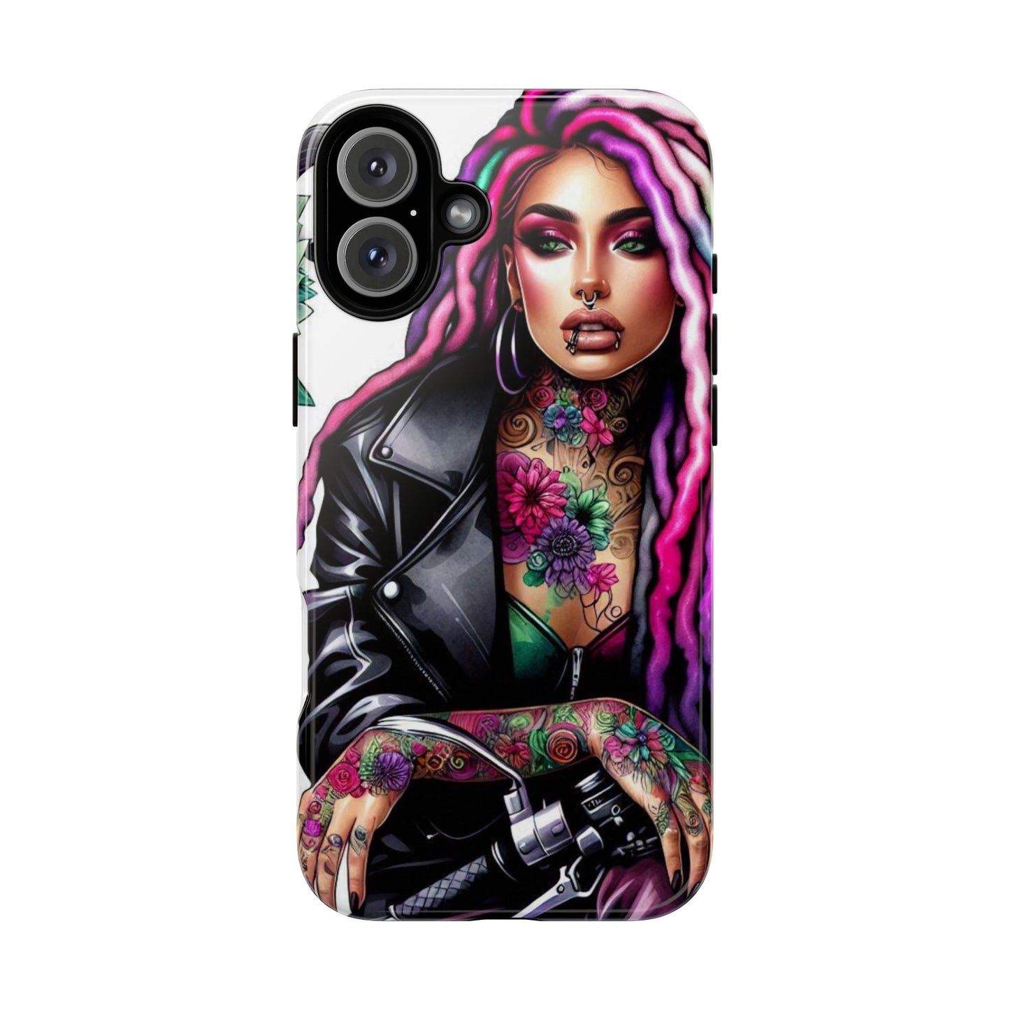 Neon Rebel – Vibrant Biker Queen Mobile Cover