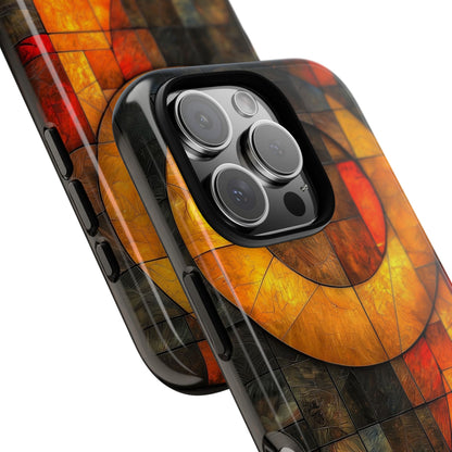 Inferno Spiral – Geometric Stained Glass Art Phone Case for iPhone, Samsung & Pixel