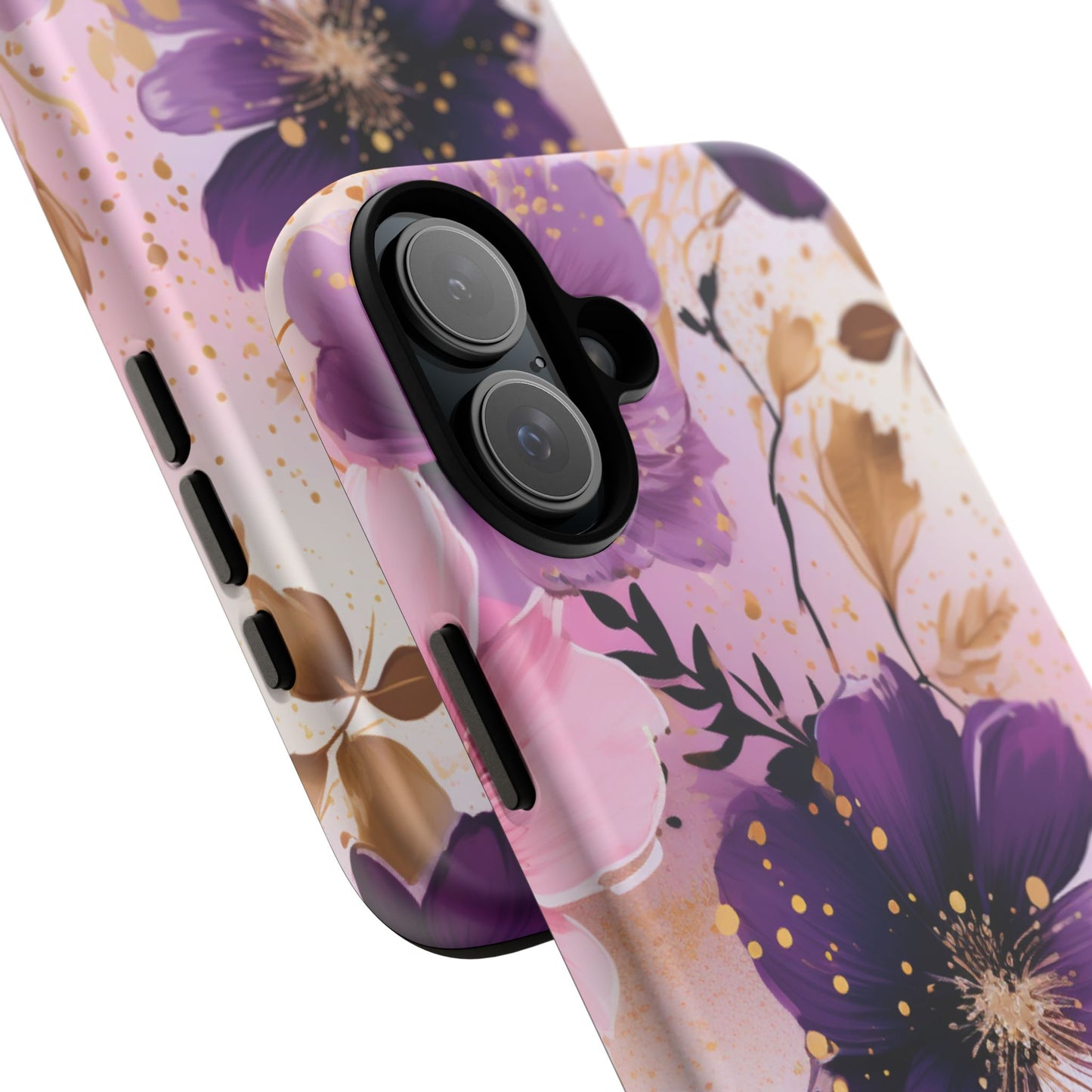 Luxury Purple & Gold Floral Aesthetic Mobile Case