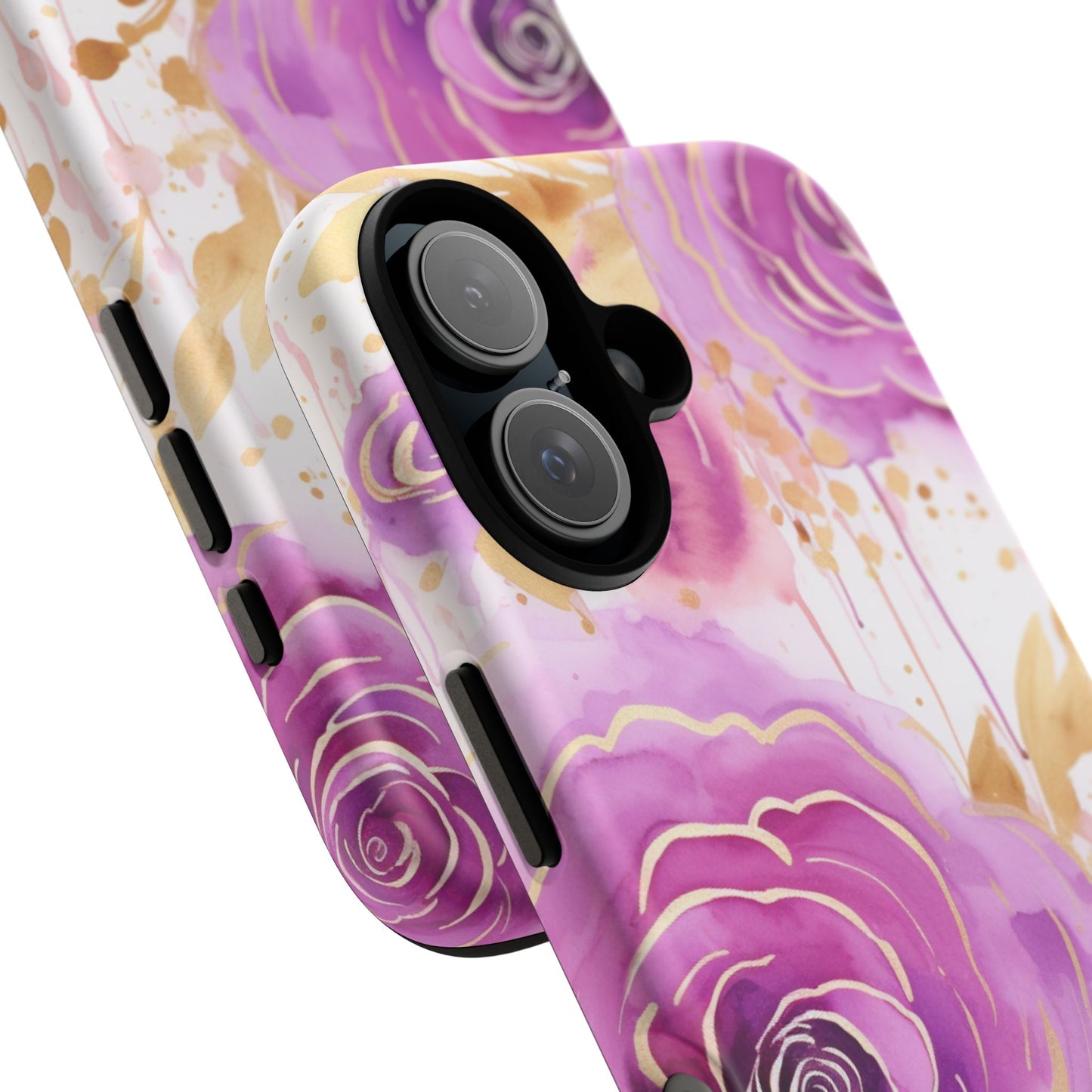 Elegant Purple-Gold Watercolor Rose Mobile Case