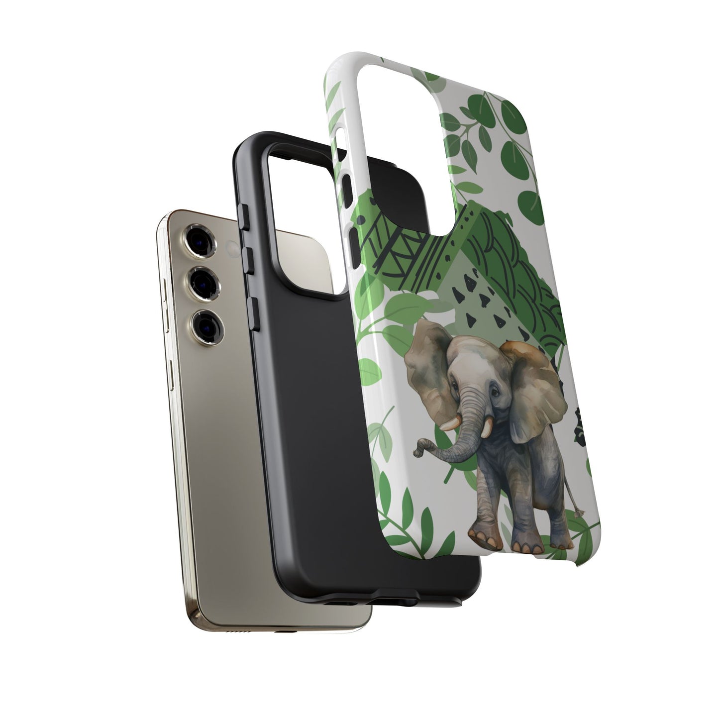 Playful Baby Elephant Mobile Cover – Tropical Boho Art