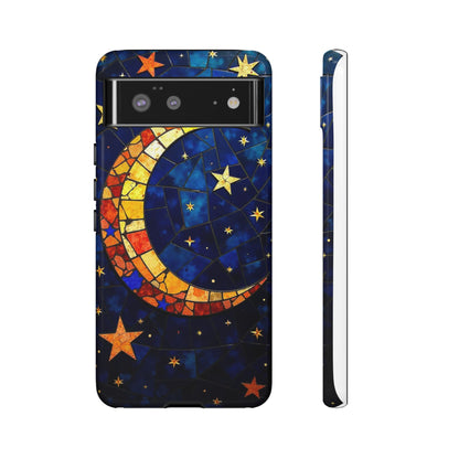 Celestial Crescent: Vibrant Moon and Stars Phone Case