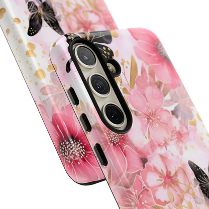 Pink Blossom & Gold Butterfly Mobile Case