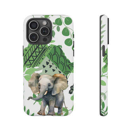 Playful Baby Elephant Mobile Cover – Tropical Boho Art