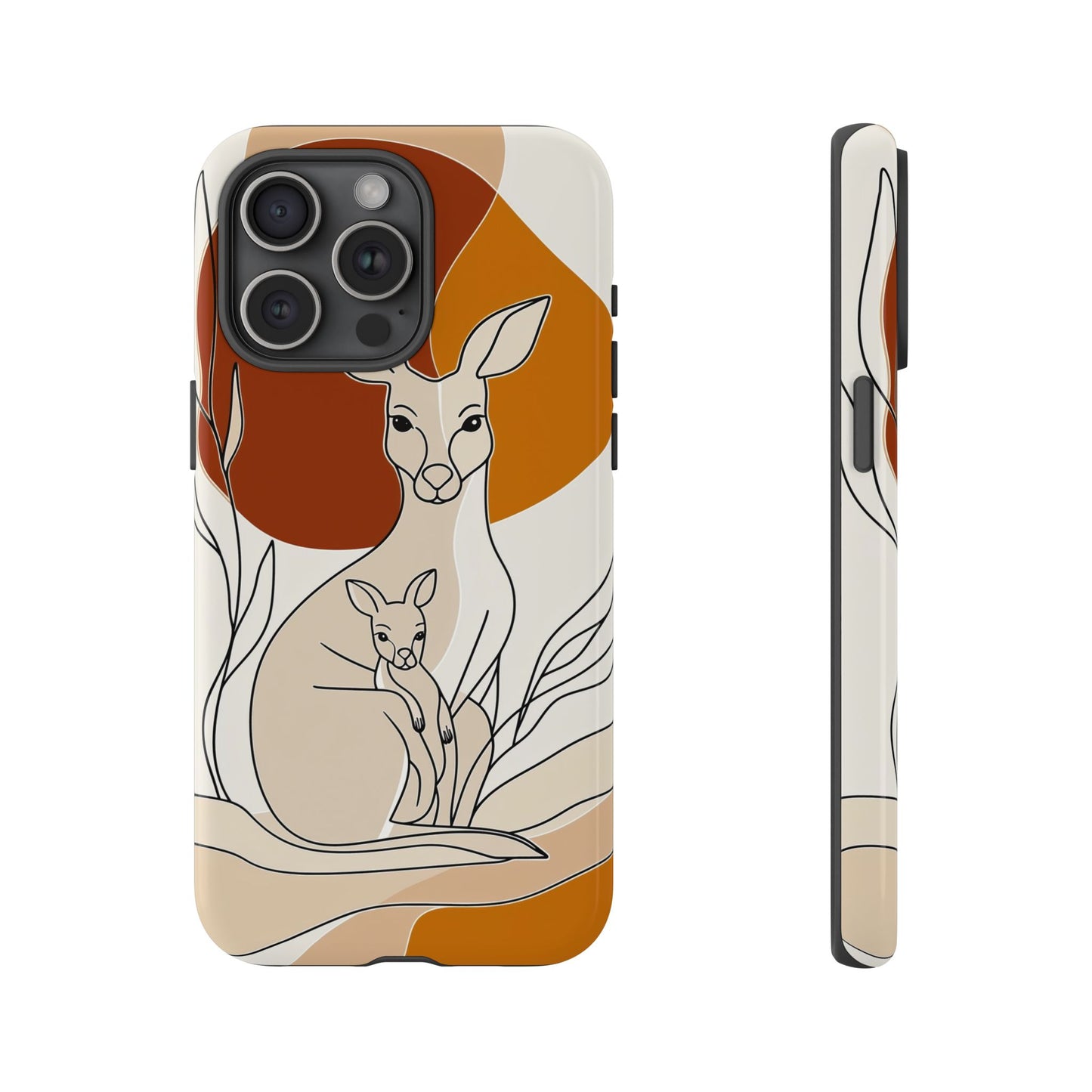 Outback Love: Kangaroo & Joey Line Art Phone Case for iPhone, Samsung & Pixel