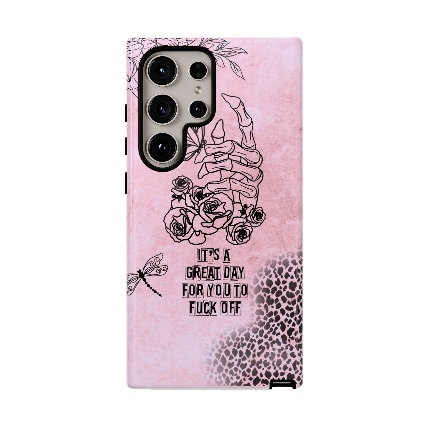 It's a Great Day For You To Fuck Off Phone Case, Funny & Bold Cover for iPhone, Samsung & Google Pixel, Skeleton Hand Phone Case,