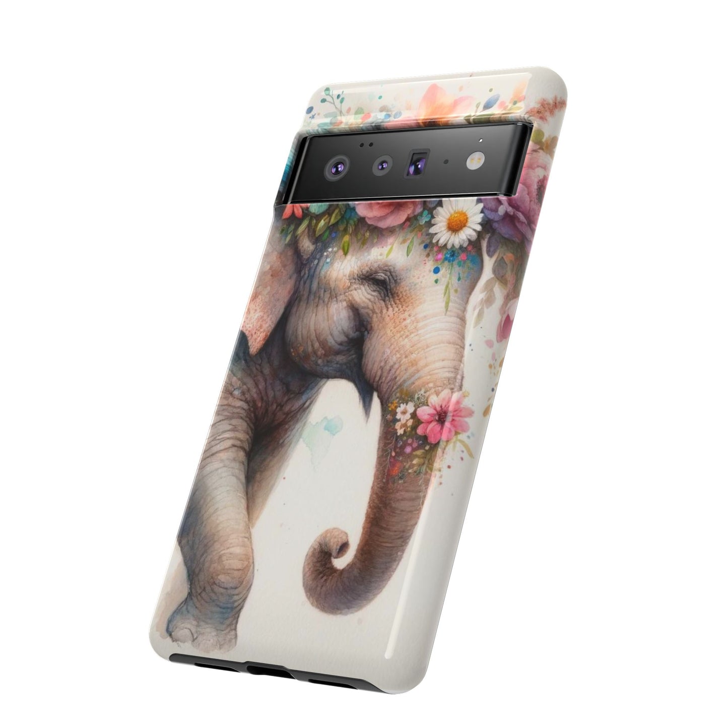 Joyful Floral Elephant Mobile Cover – Whimsical Watercolor Art