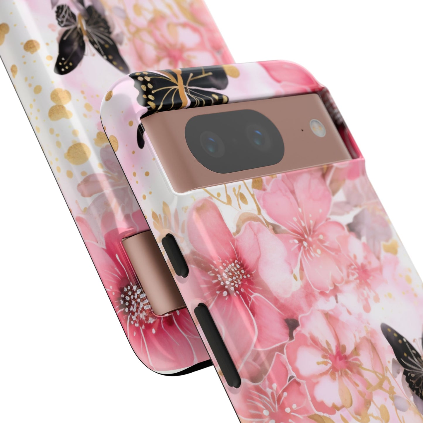 Pink Blossom & Gold Butterfly Mobile Case