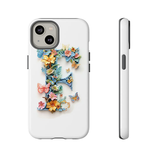 Floral Letter F Phone Case – Personalized Aesthetic Cover for iPhone, Samsung & Google Pixel