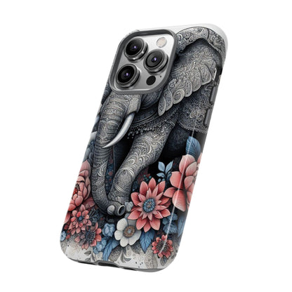Mandala Elephant Mobile Cover – Elegant Black & White Floral Art