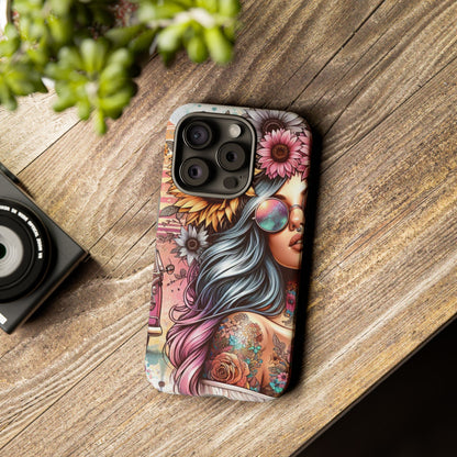 Retro Boho Wanderer – Sunflower Hippie Van Mobile Cover
