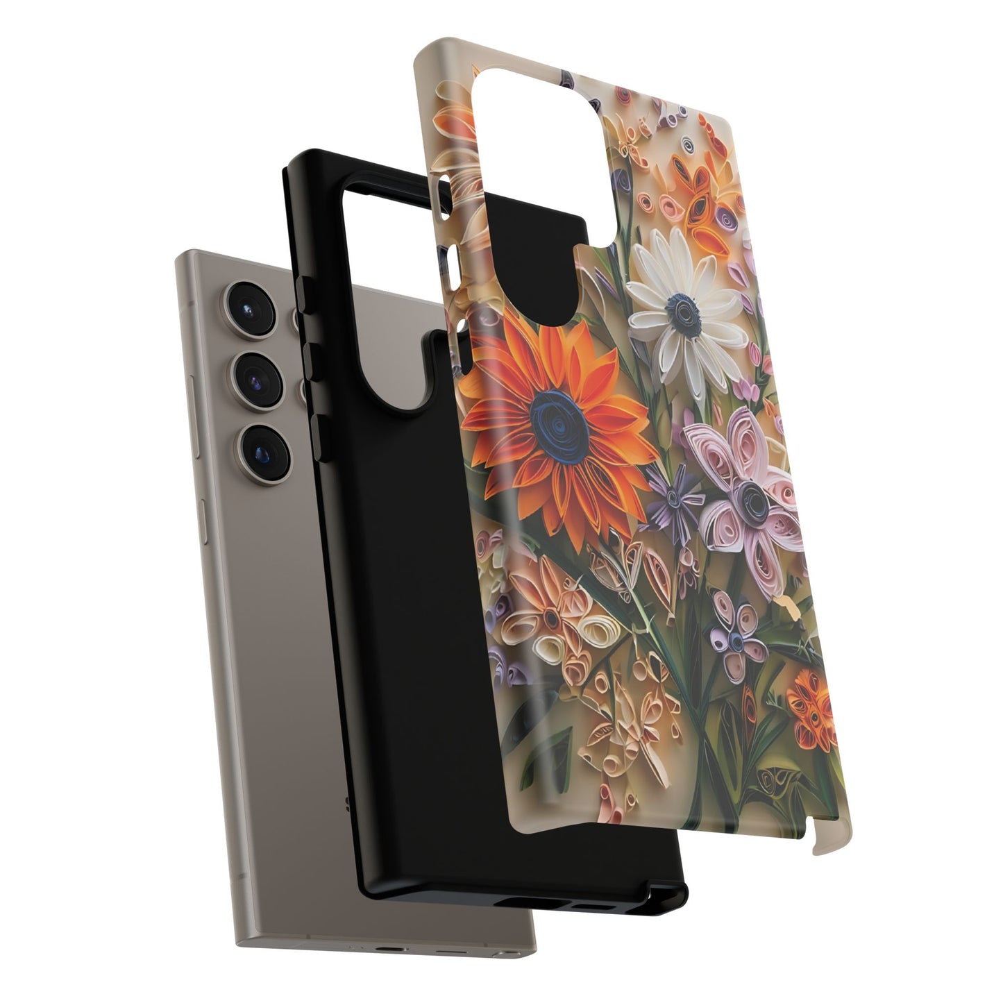 Intricate Quilled Floral Artwork In Vibrant Colors phone case design.
